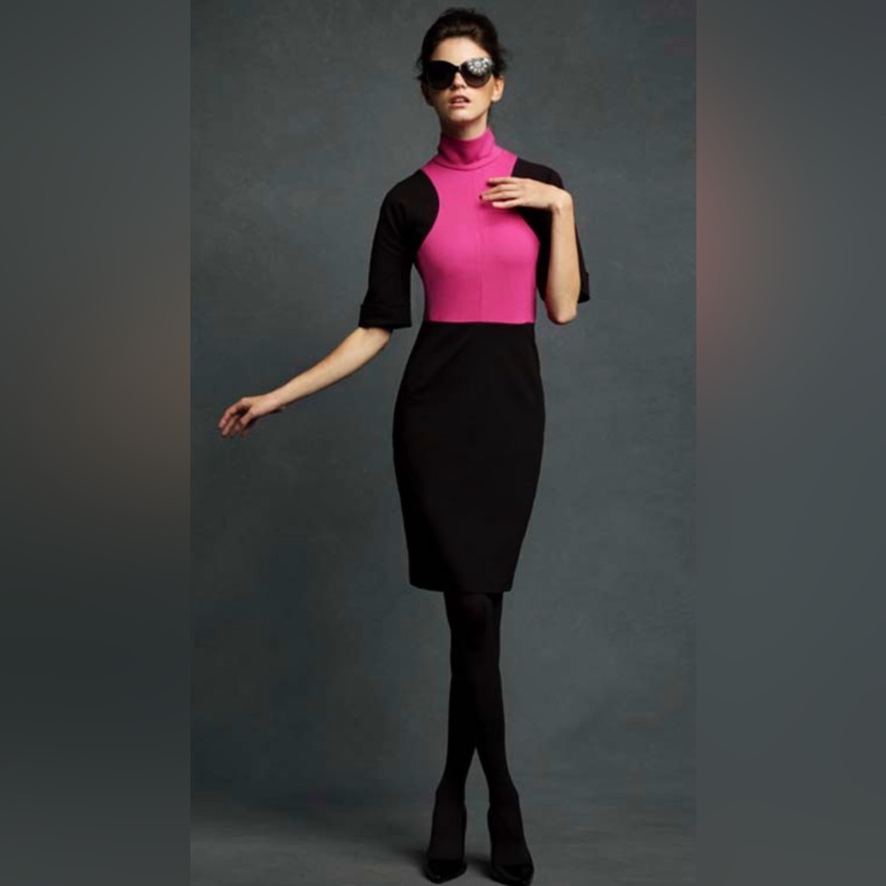 Karl Lagerfeld EUC 6 Size Pink & Black Short Sleeve Stretchy Fun Dress (0576)